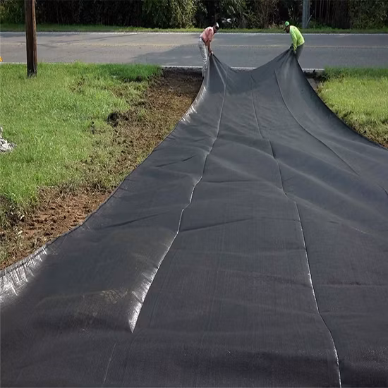 200G/M2 Proteção UV Atacado Tapete De Ervas Daninhas Cobertura do Solo Silt Cerca Tecido Preto Plástico PP Tecido Geotêxtil