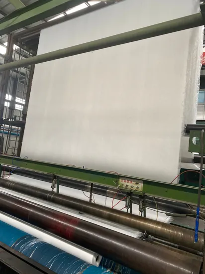 Geotêxtil não tecido spunbonded de filamentos de poliéster/polipropileno para filtração, isolamento e reforço